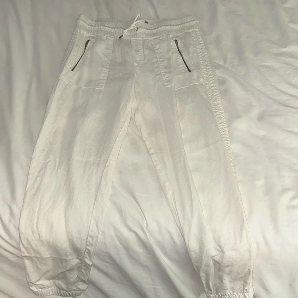 Athleta white linen jogger